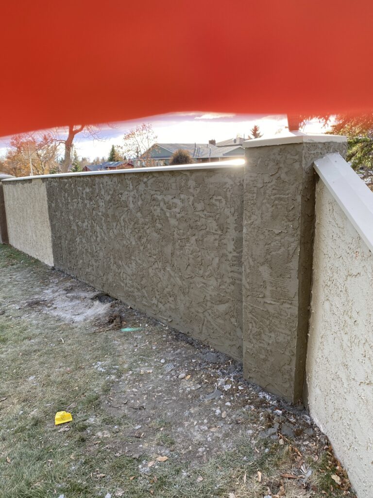 stucco texture matching to wall fence, before painting